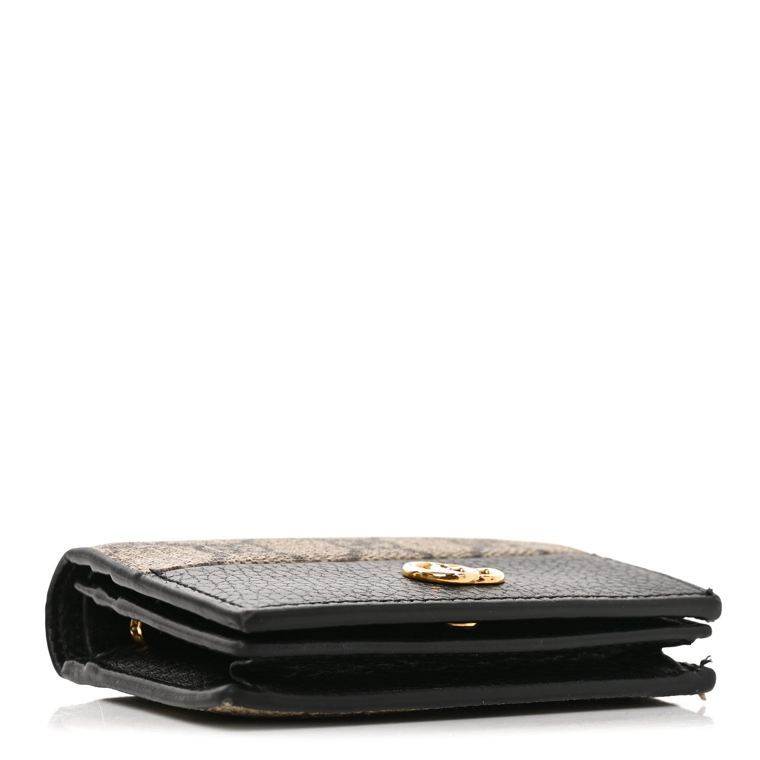 Gucci Dollar Calfskin GG Supreme Monogram GG Marmont Card Case Black Beige Ebony 4 of 9