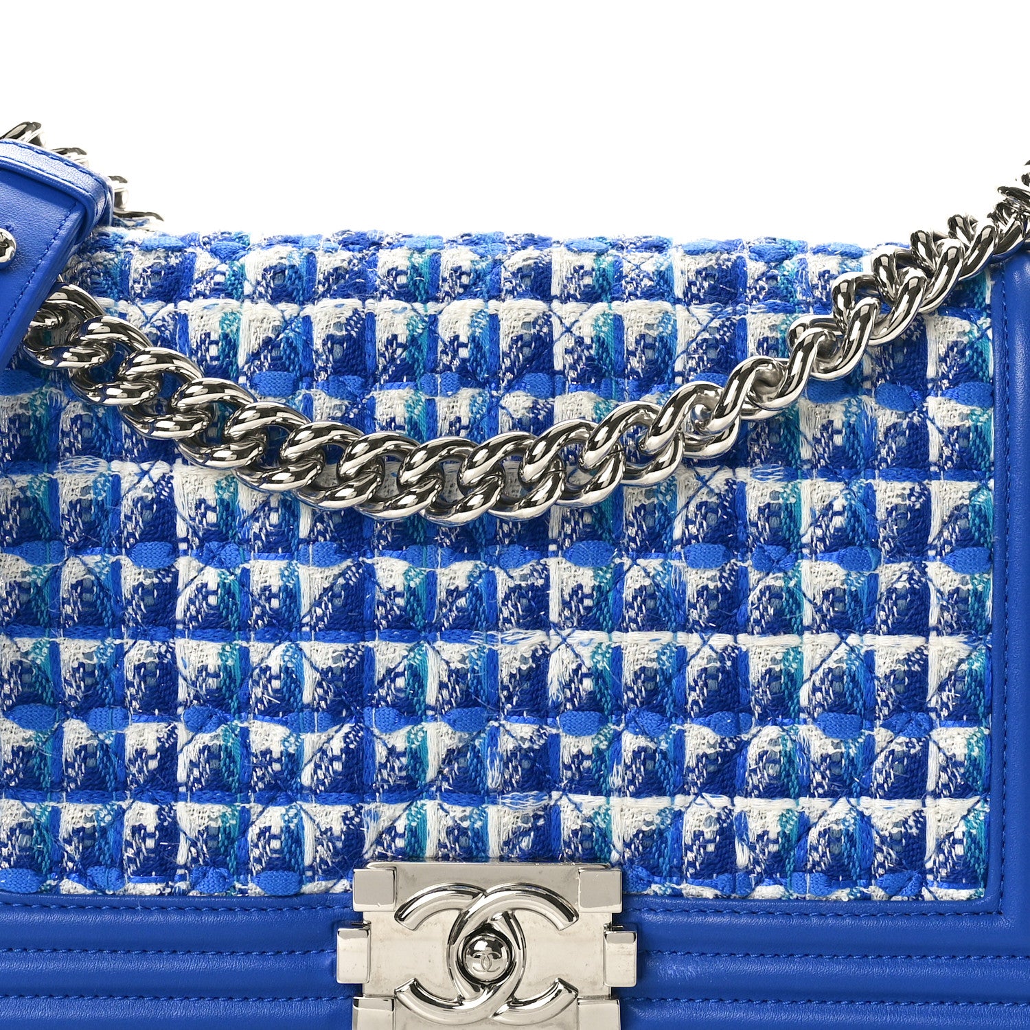 Chanel Lambskin Tweed Medium Boy Flap Blue 8 of 10