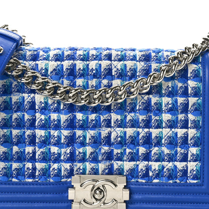 Chanel Lambskin Tweed Medium Boy Flap Blue 8 of 10