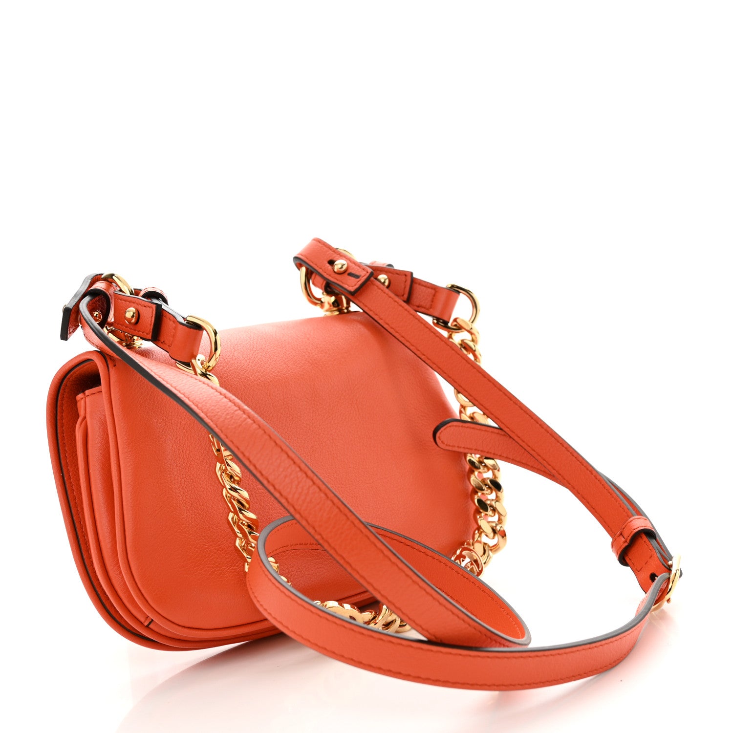 Gucci Roxy Calfskin Mini Blondie Chain Shoulder Flap Bag Deep Orange 2 of 11
