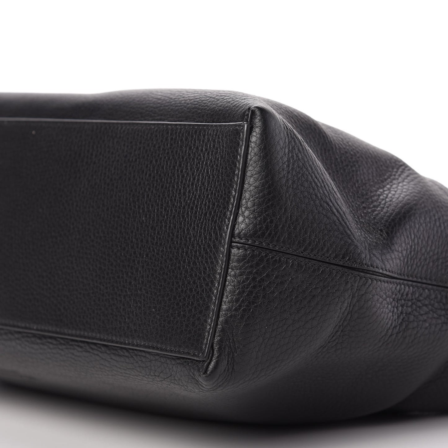 Grained Calfskin Rockstud Shoulder Tote Black
