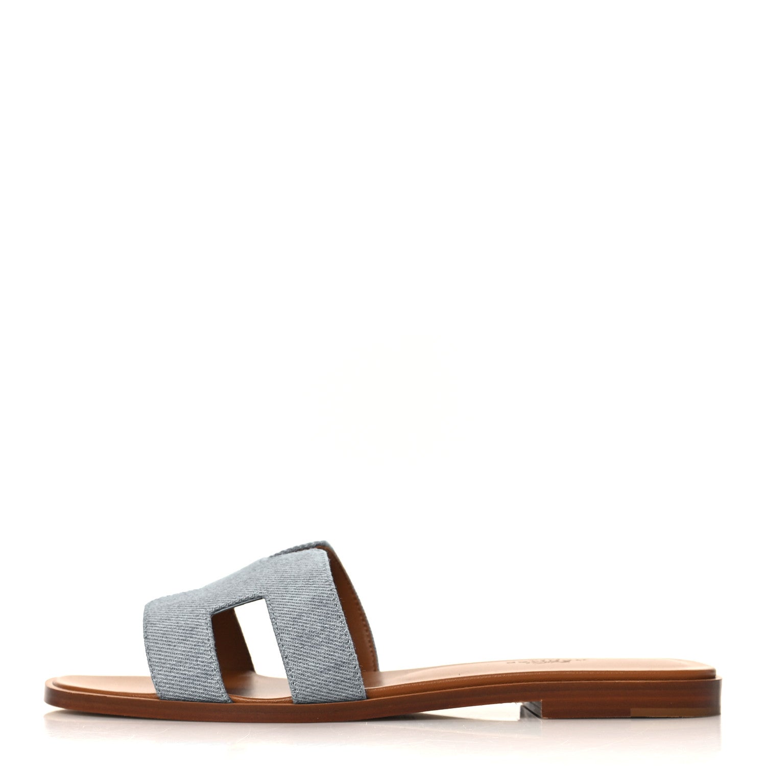 Hermes Denim Canvas Oran Sandals 37.5 Bleu Clair 1 of 9
