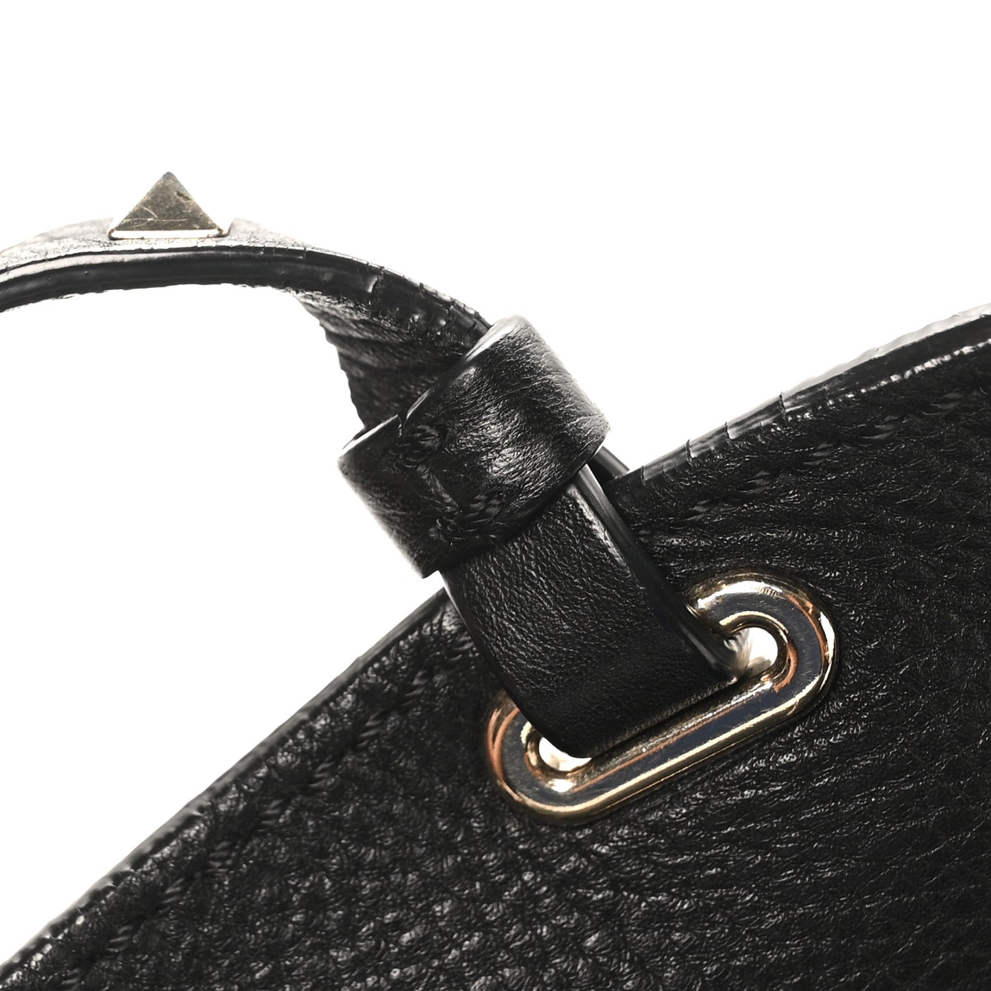 Pebbled Calfskin Medium Rockstud Tote Black