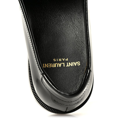 Saint Laurent Glazed Calfskin Le Loafer 15 Penny Slippers 39.5 Black 7 of 10