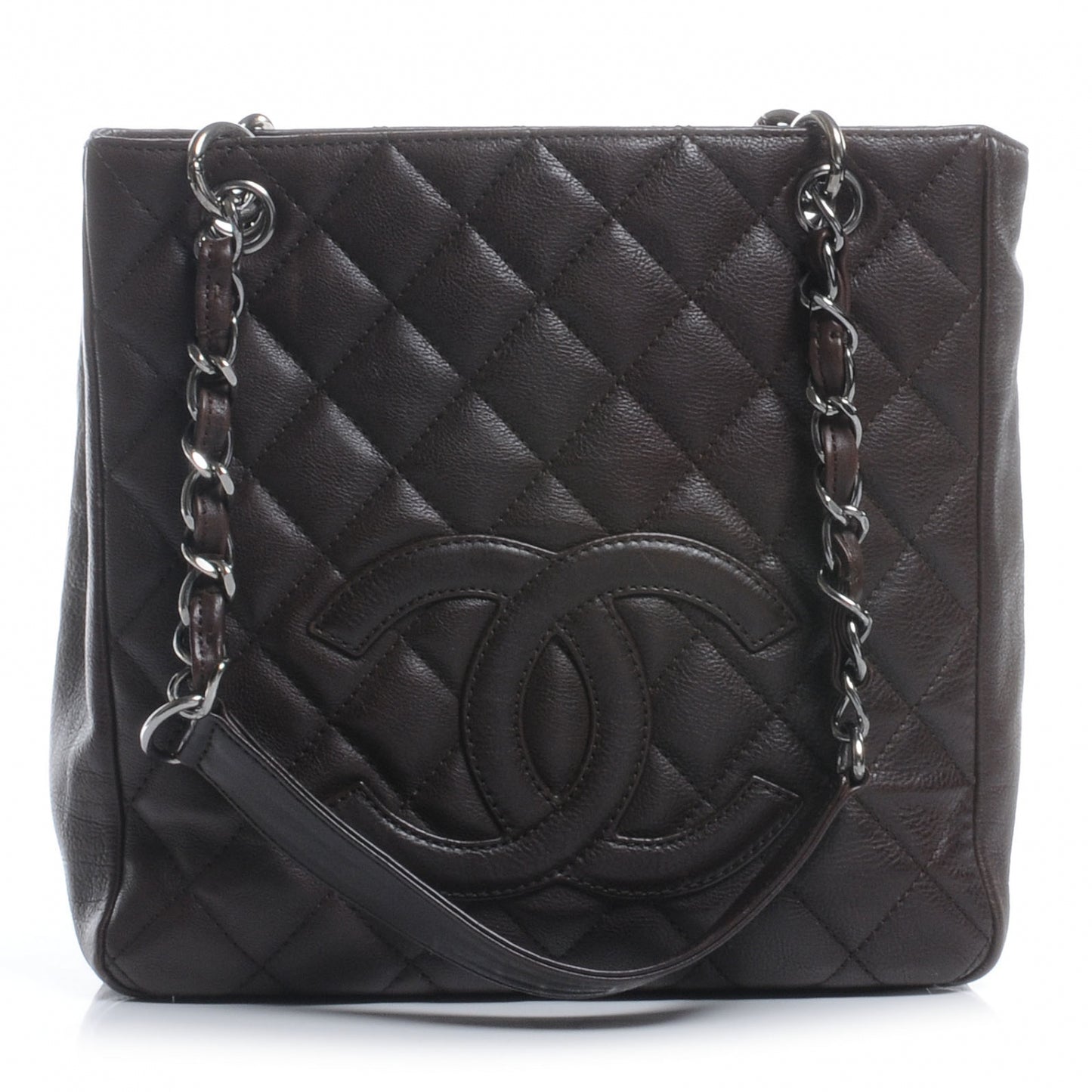 Calfskin Petit Shopping Tote PST Dark Brown