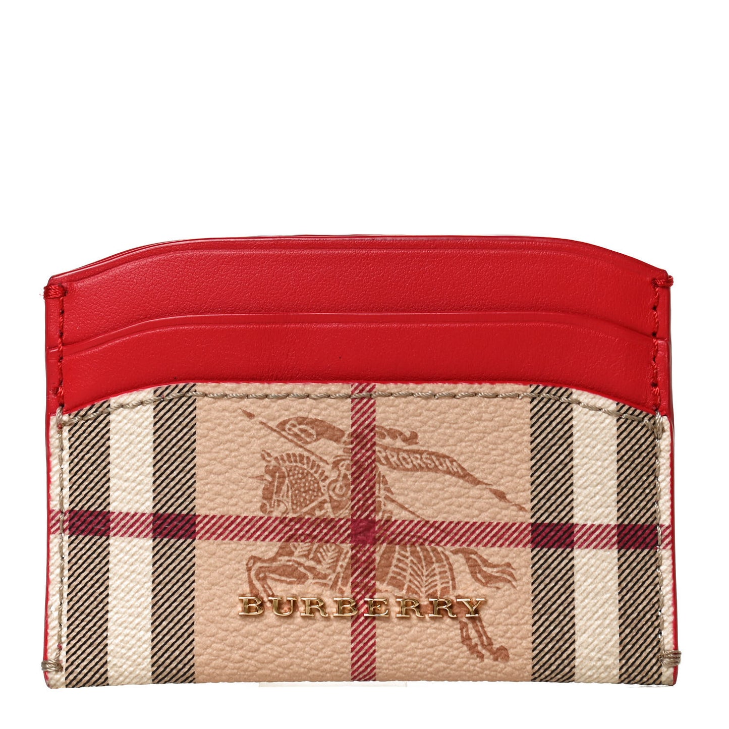 Soft Grain Calfskin Haymarket Check Izzy Card Case Red