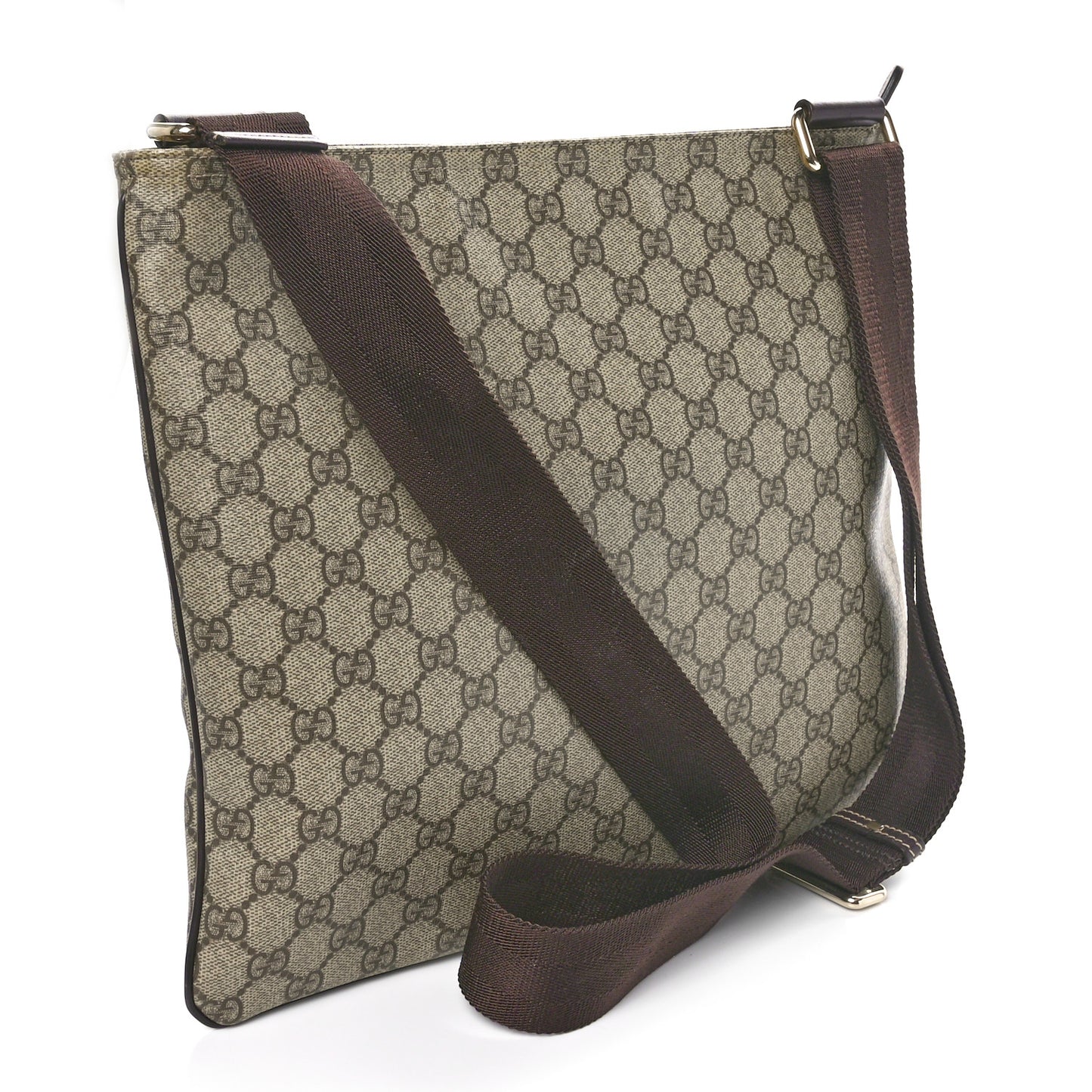 GG Supreme Monogram Medium Flat Messenger Bag Dark Brown