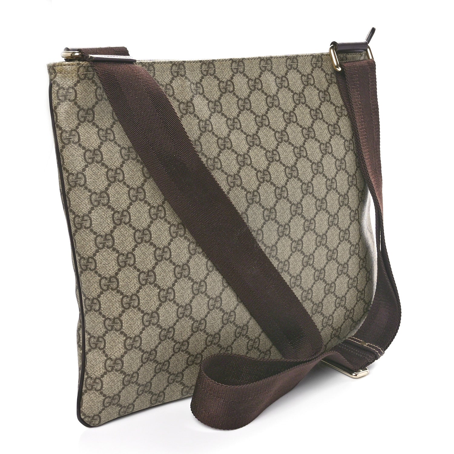 Gucci GG Supreme Monogram Medium Flat Messenger Bag Dark Brown 3 of 10
