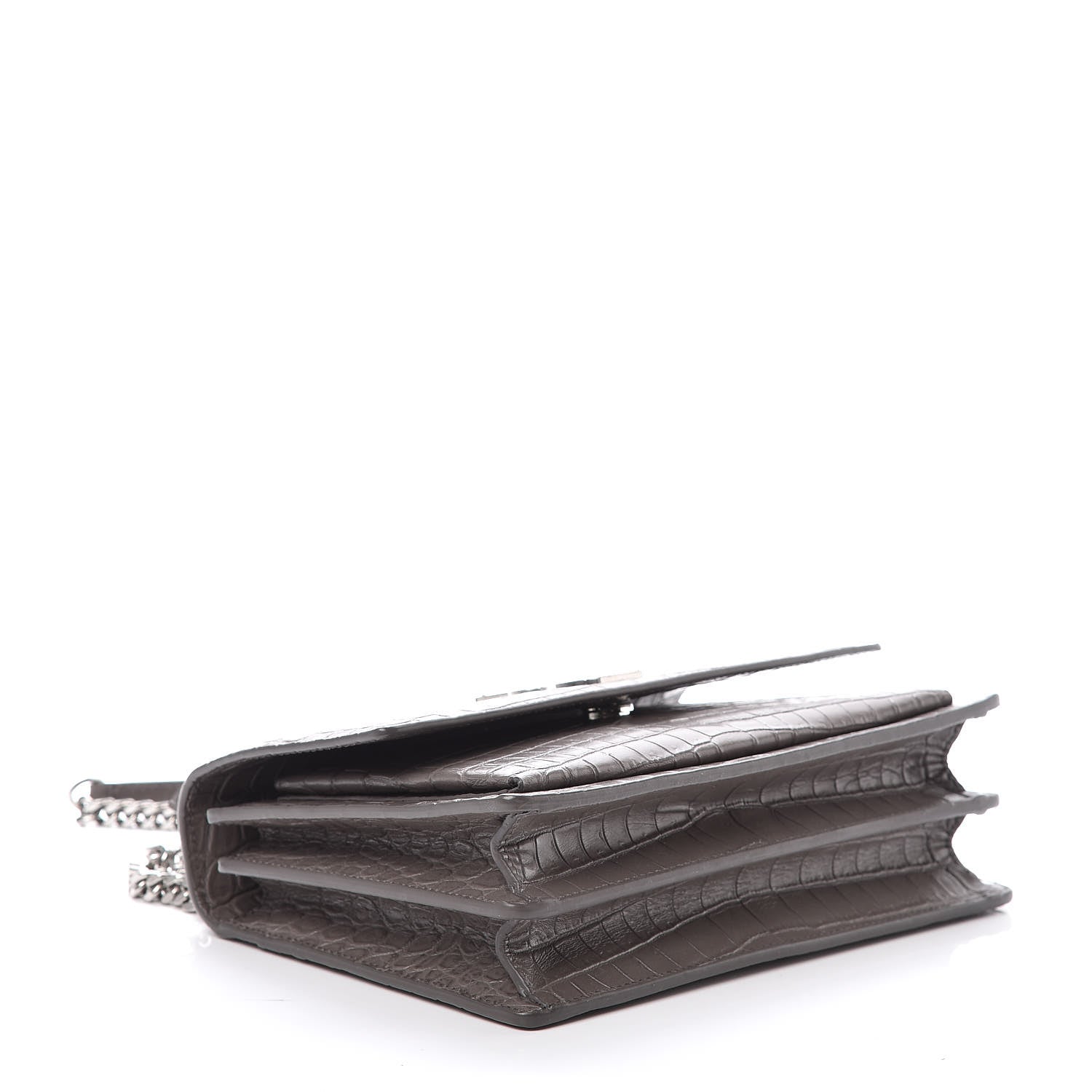 Saint Laurent Calfskin Crocodile Embossed Medium Monogram Sunset Fog 4 of 8