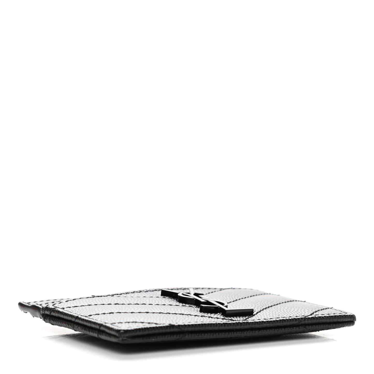 Grain De Poudre Matelasse Chevron Monogram Credit Card Case Black