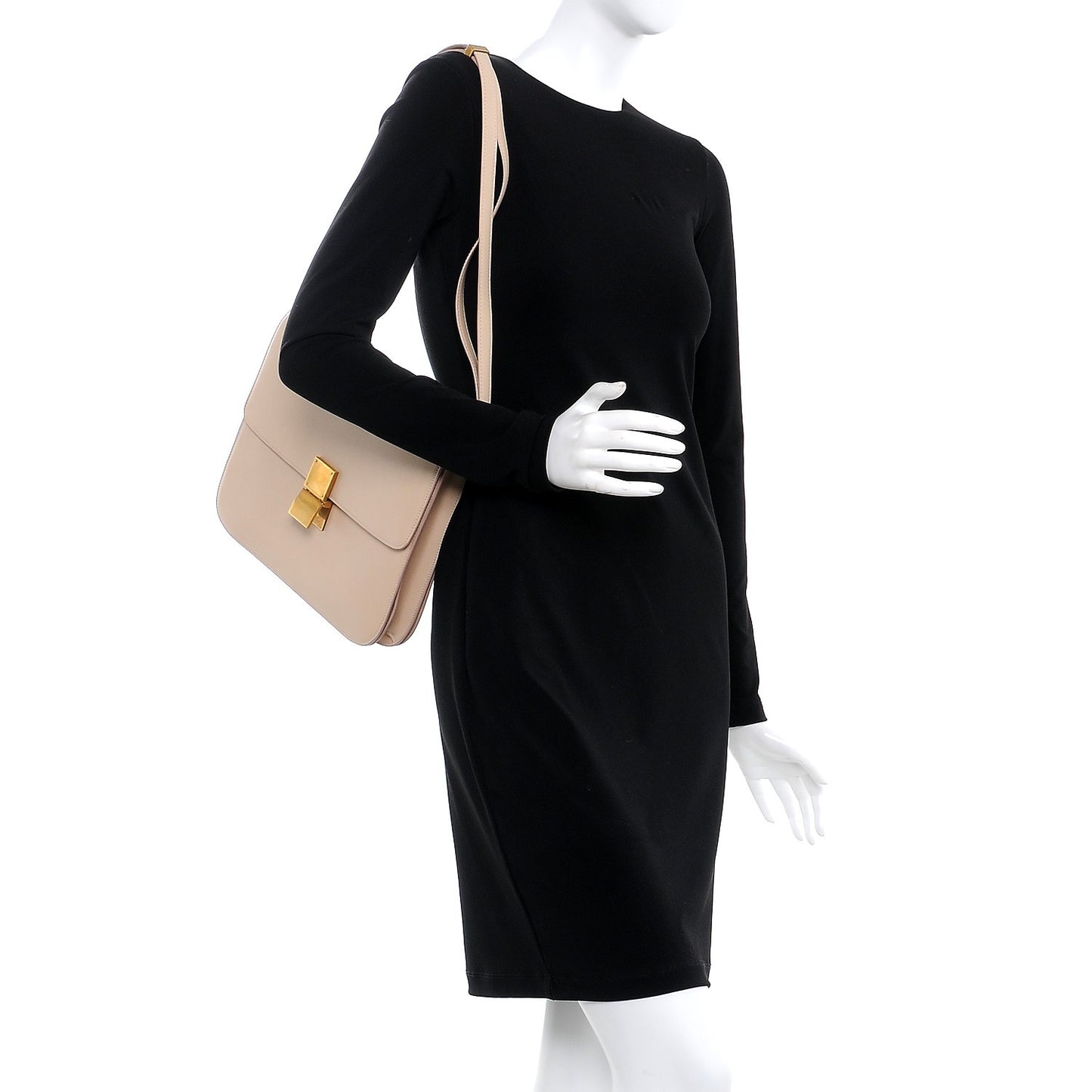 Box Calfskin Large Classic Box Flap Bag Powder