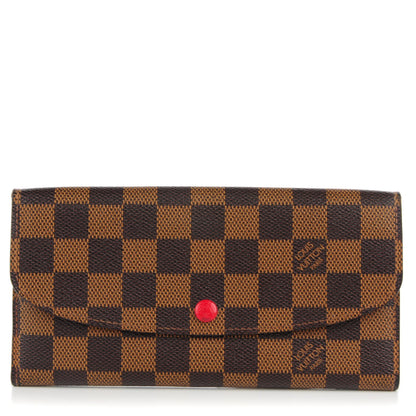 Louis Vuitton Damier Ebene Emilie Wallet Red 1 of 7