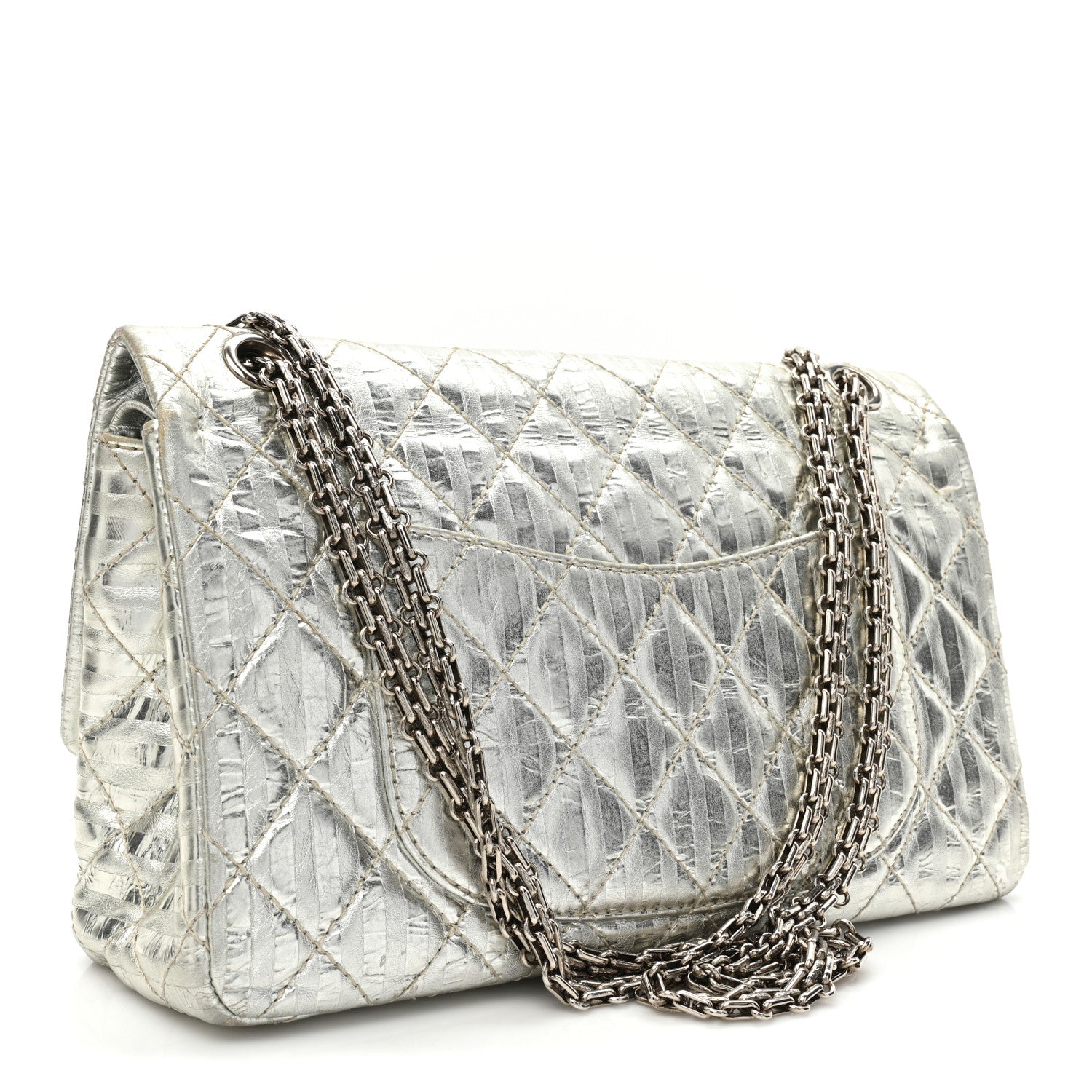 Chanel Metallic Calfskin Striped 2.55 Reissue 227 Silver 3 of 18