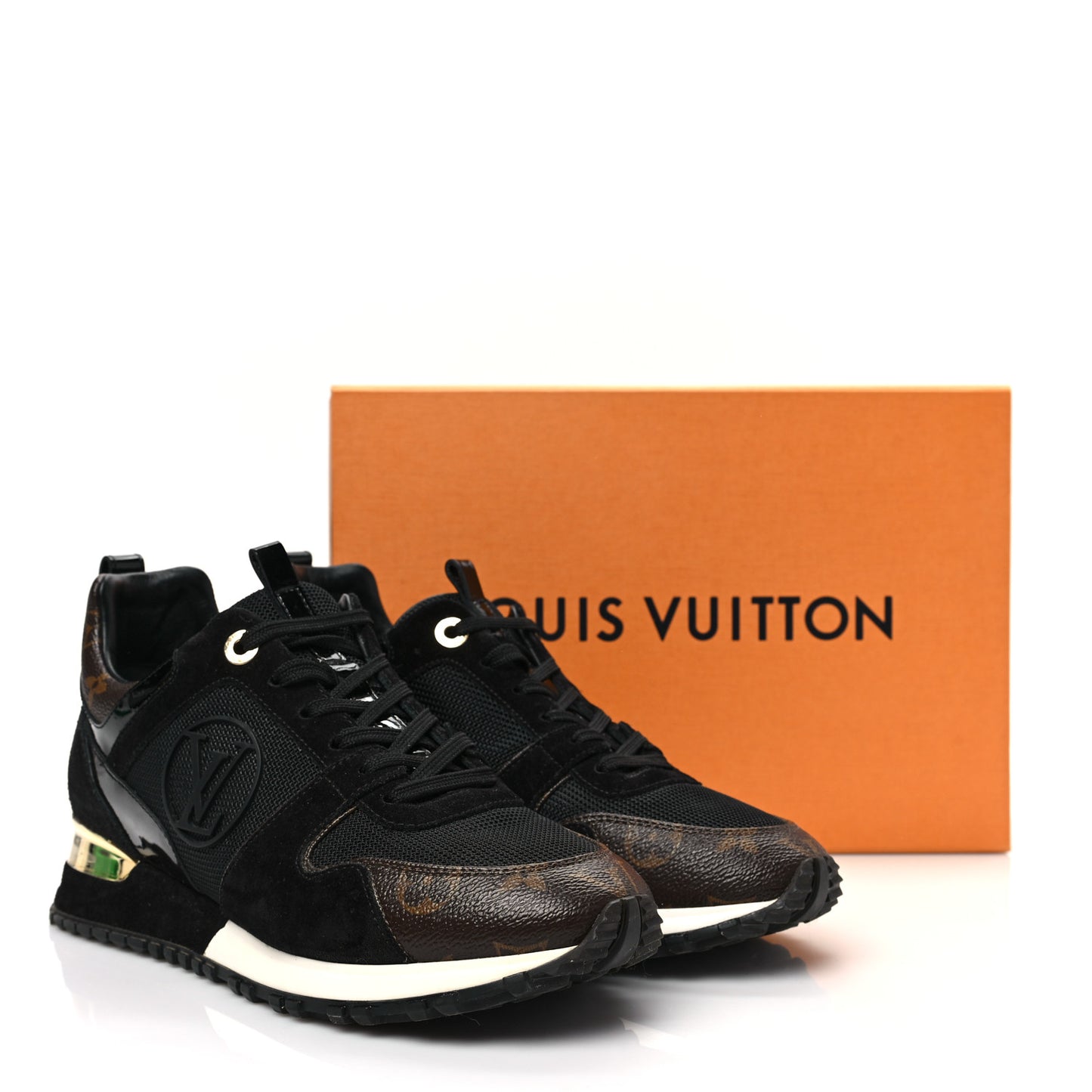 Suede Monogram Run Away Sneakers 38.5 Black