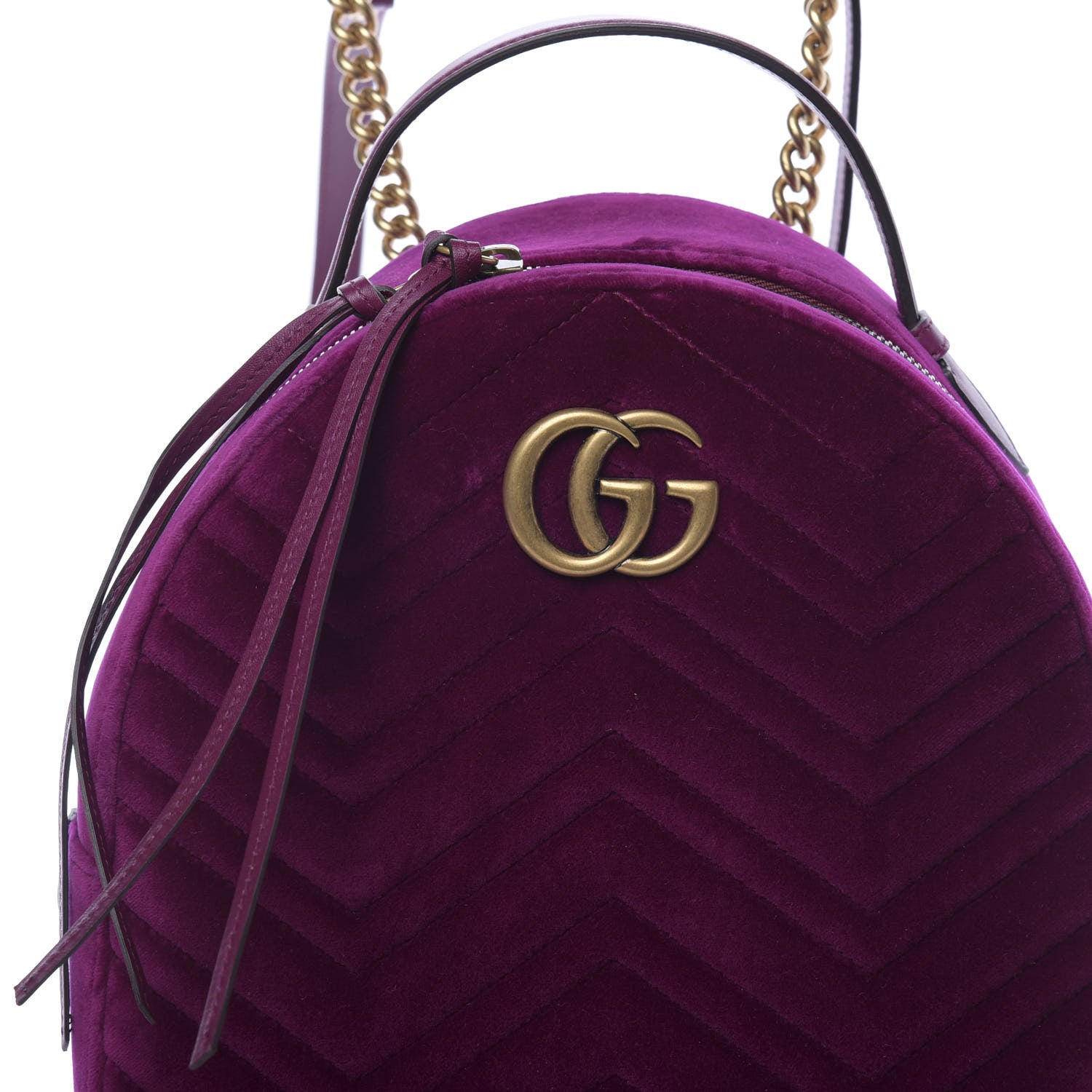 Gucci Velvet Matelasse GG Marmont Dome Backpack Fuchsia Violet Cyclamen 9 of 9