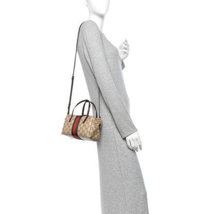Gucci GG Monogram Web Mini Boston Bag Sand Dark Brown 2 of 11