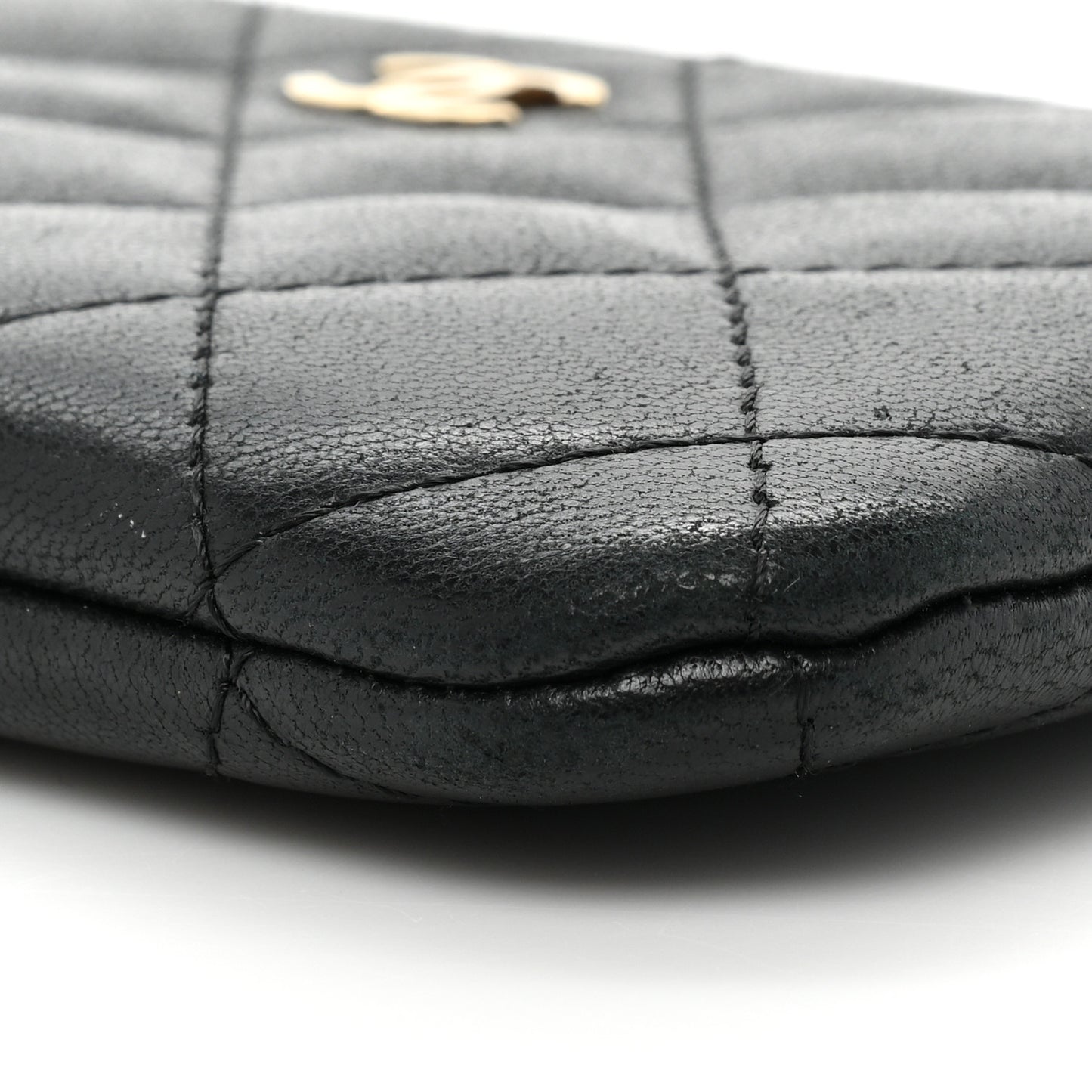 Lambskin Quilted Small Cosmetic Case Black