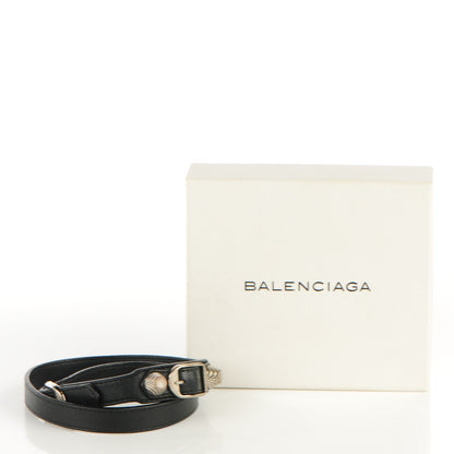 Balenciaga Agneau Giant Silver Hardware Triple Tour L Bracelet Black 4 of 6