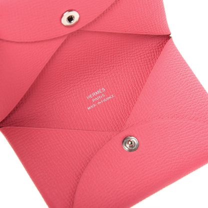 Hermes Epsom Calvi Card Case Rose Azalee 5 of 6