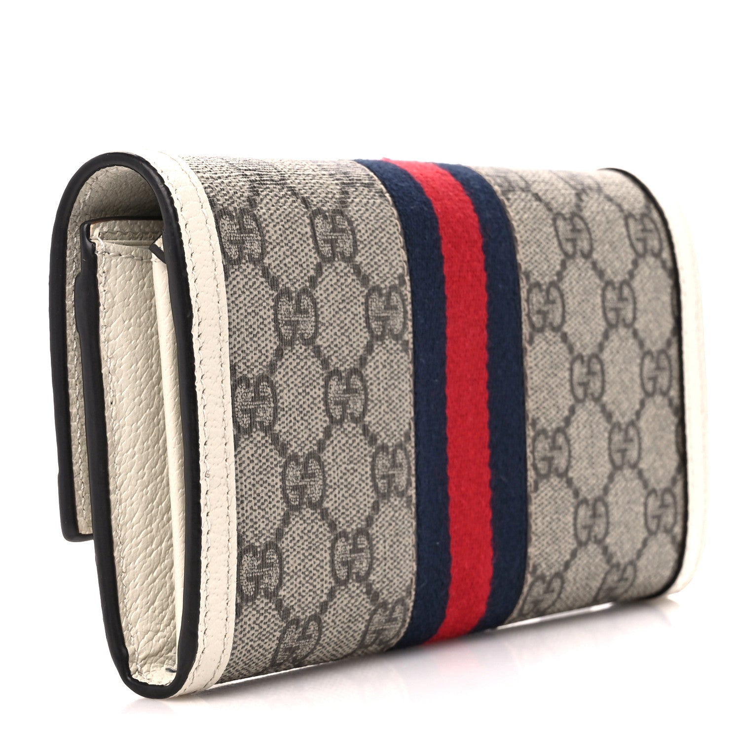 Gucci GG Supreme Monogram Web Ophidia Continental Wallet Beige White 3 of 11