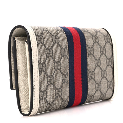 Gucci GG Supreme Monogram Web Ophidia Continental Wallet Beige White 3 of 11