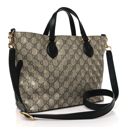 Gucci Soft GG Supreme Monogram Bees Small Crossbody Tote Beige Oro Black 3 of 9