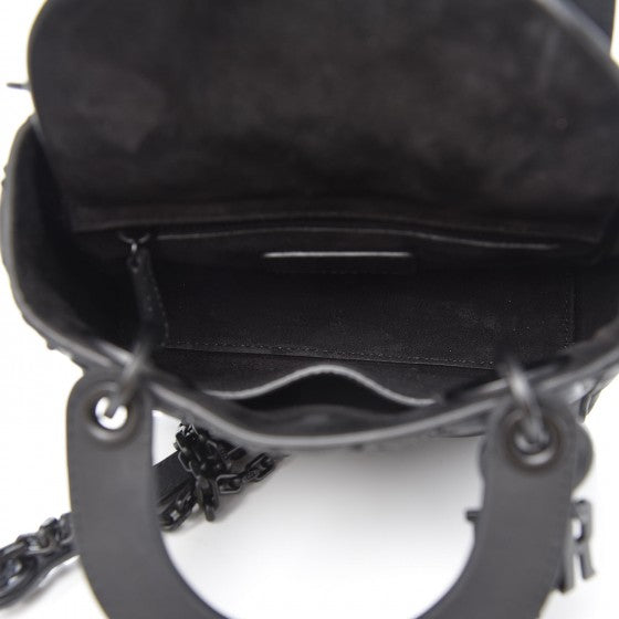 Ultra Matte Calfskin Cannage Studded Mini Supple Lady Dior Black