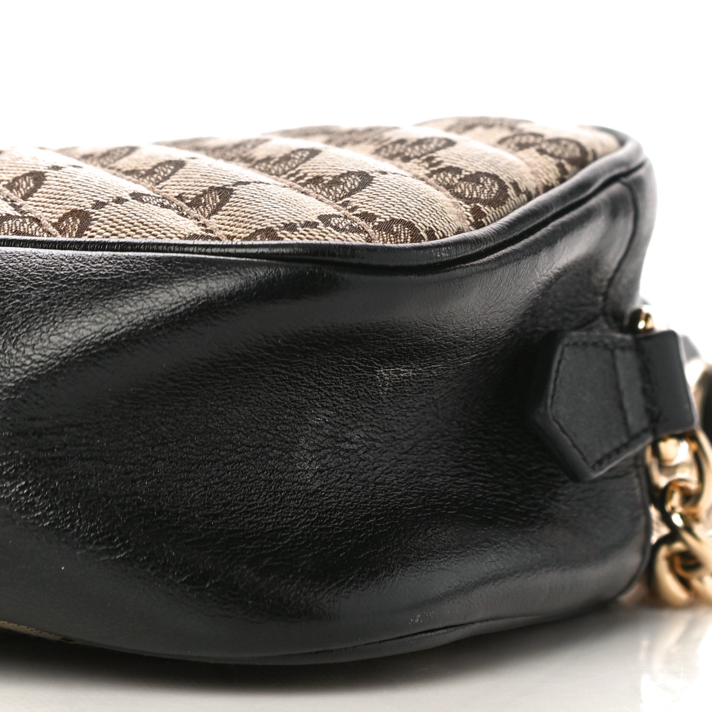 Monogram Matelasse Diagonal Small GG Marmont Chain Shoulder Bag Beige Black