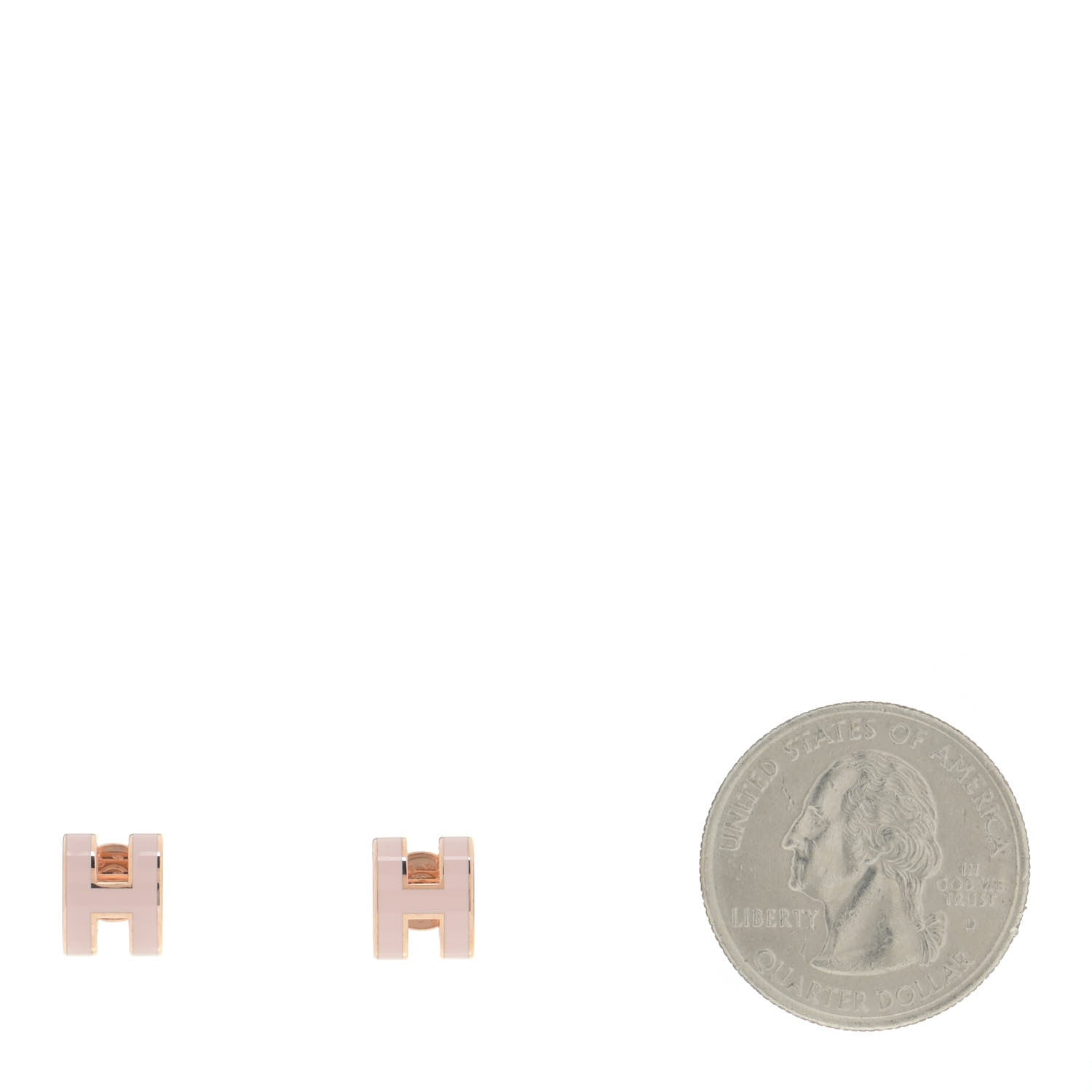 Hermes Rose Gold Lacquered Mini Pop H Earrings Rose Dragee 2 of 7