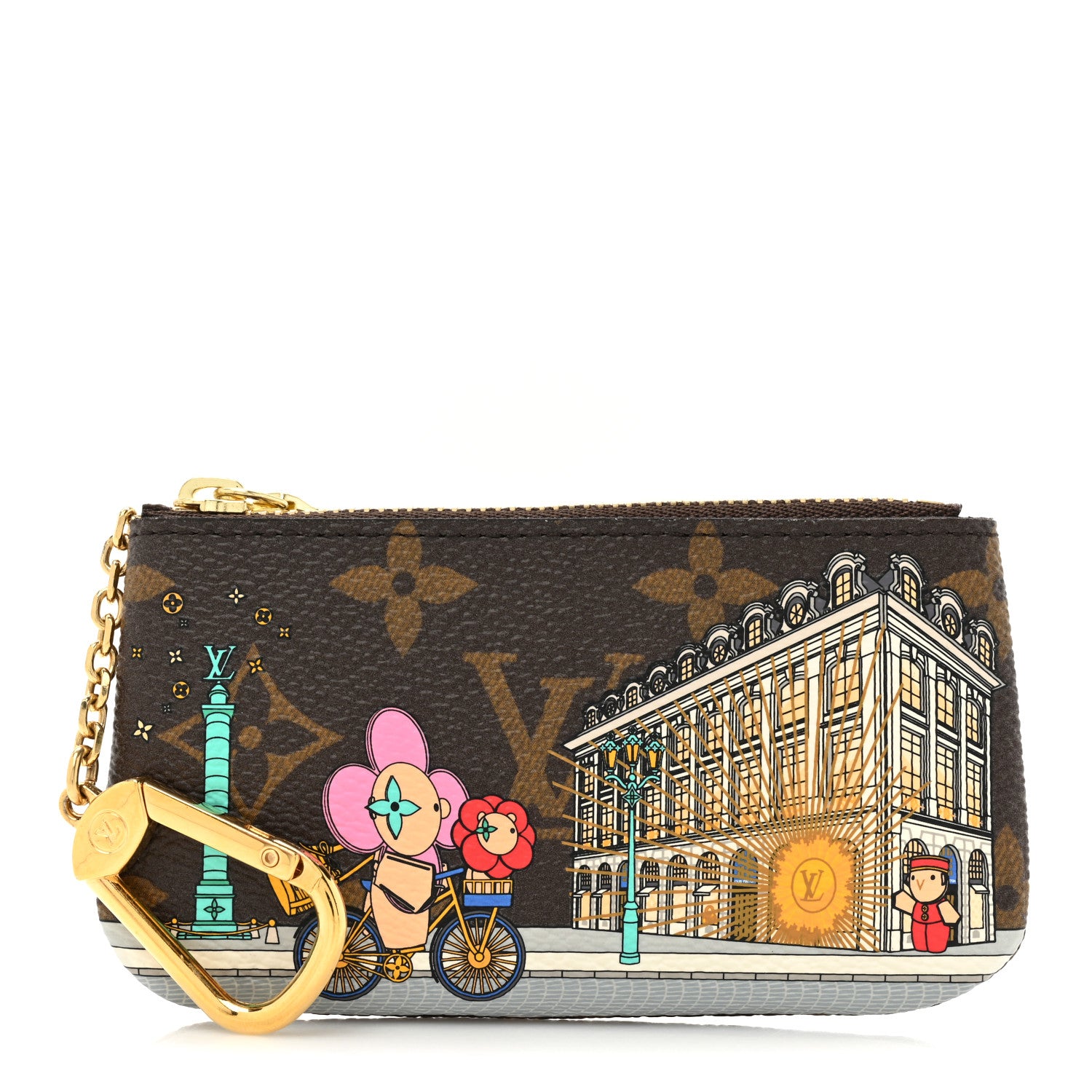 Louis Vuitton Monogram 2022 Christmas Animation Paris Key Pouch Pink 1 of 10