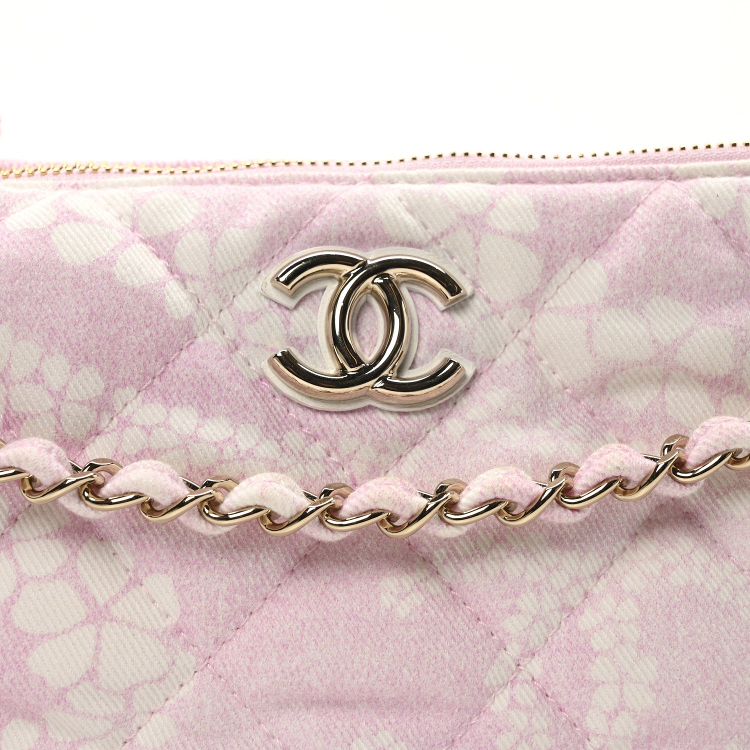 Chanel Printed Denim Quilted Large Hobo Bag Light Pink White 8 of 11