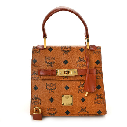 MCM Visetos Heritage Top Handle Satchel Cognac 1 of 9