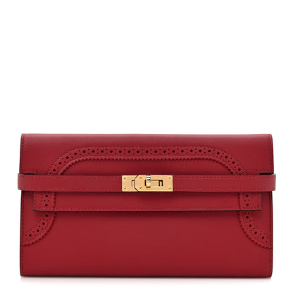Hermes Swift Ghillies Kelly Longue Wallet Rouge Grenat 1 of 8