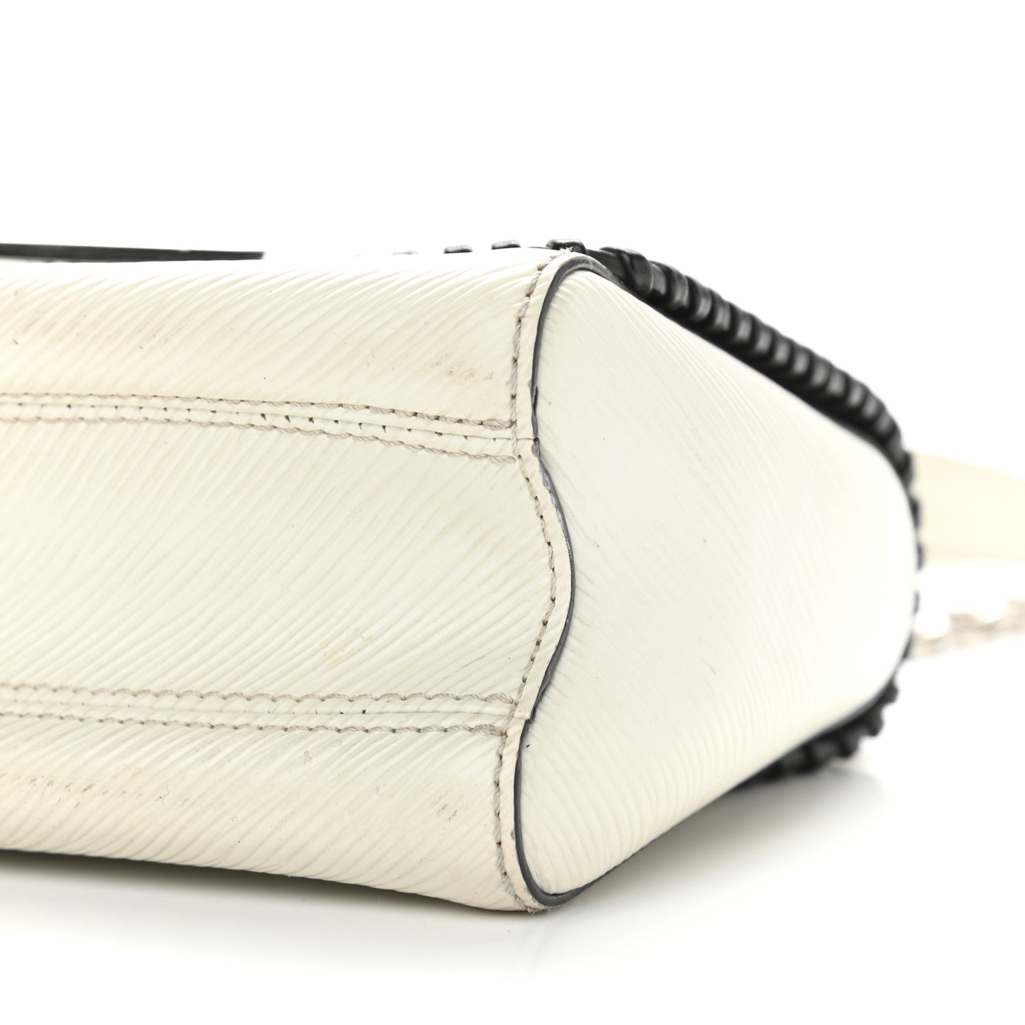 Epi Embroidered Twist Shoulder Bag PM White
