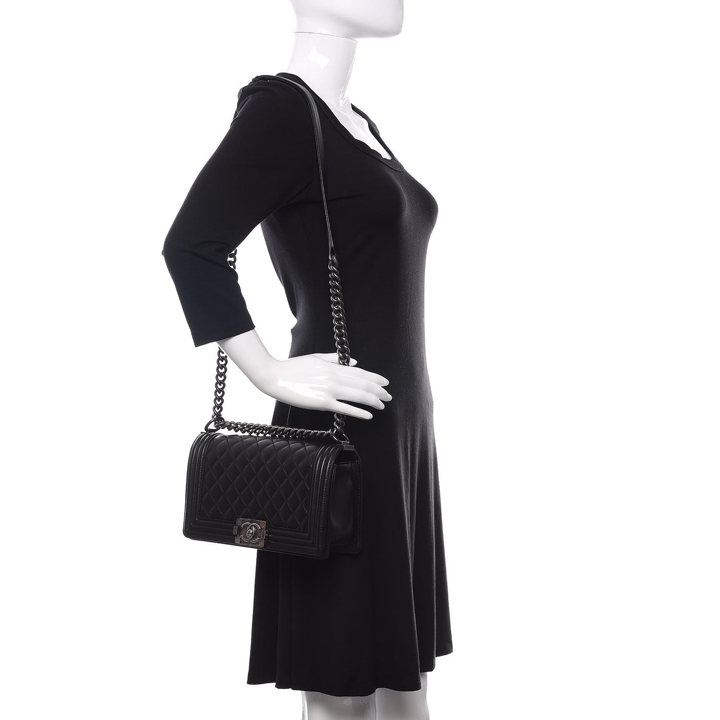 Lambskin Quilted Medium Boy Flap Black