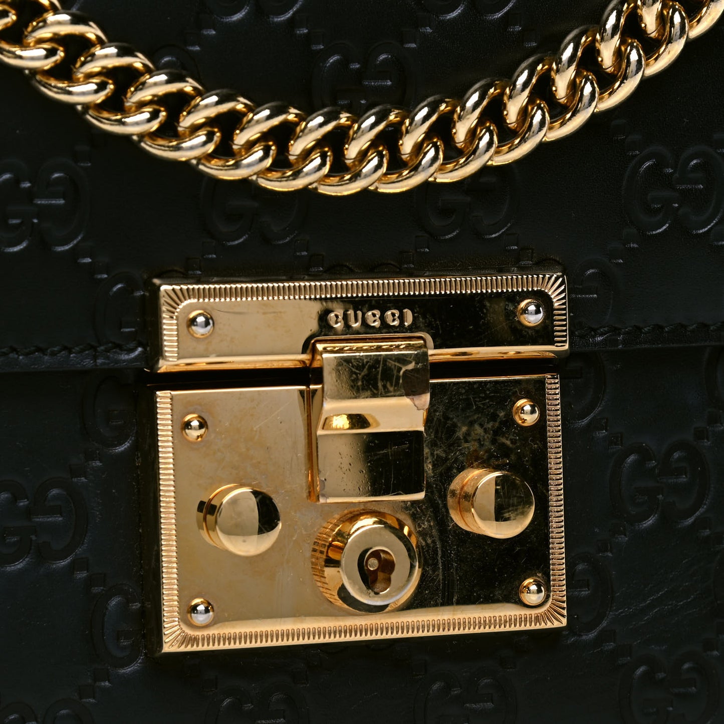 Guccissima Medium Padlock Shoulder Bag Black