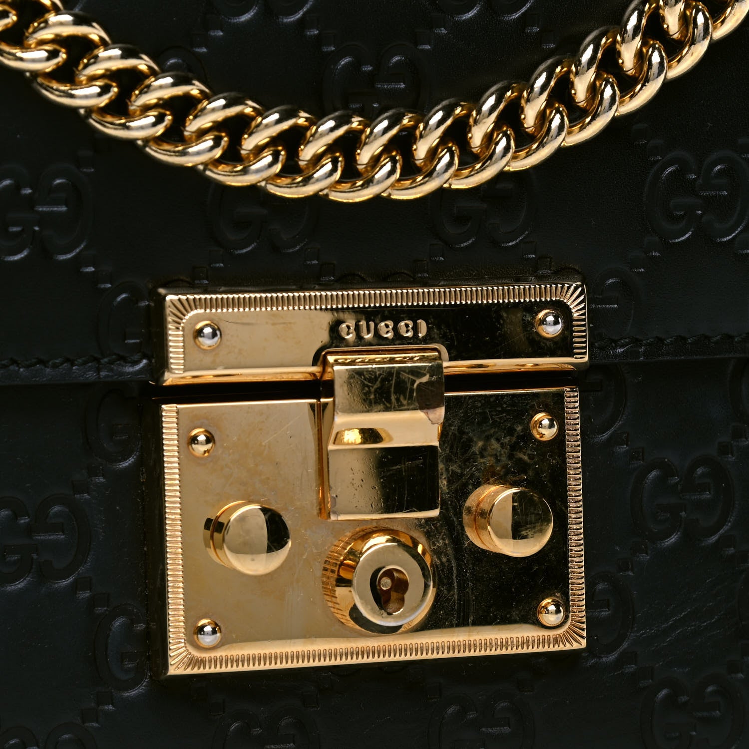 Gucci Guccissima Medium Padlock Shoulder Bag Black 5 of 5