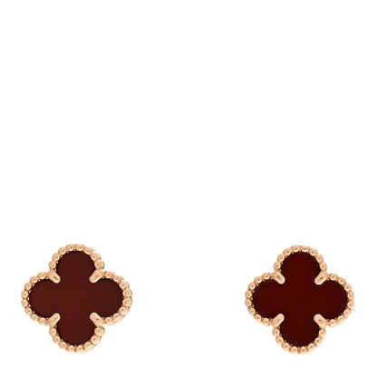 Van Cleef & Arpels 18K Rose Gold Carnelian Sweet Alhambra Earrings 1 of 5