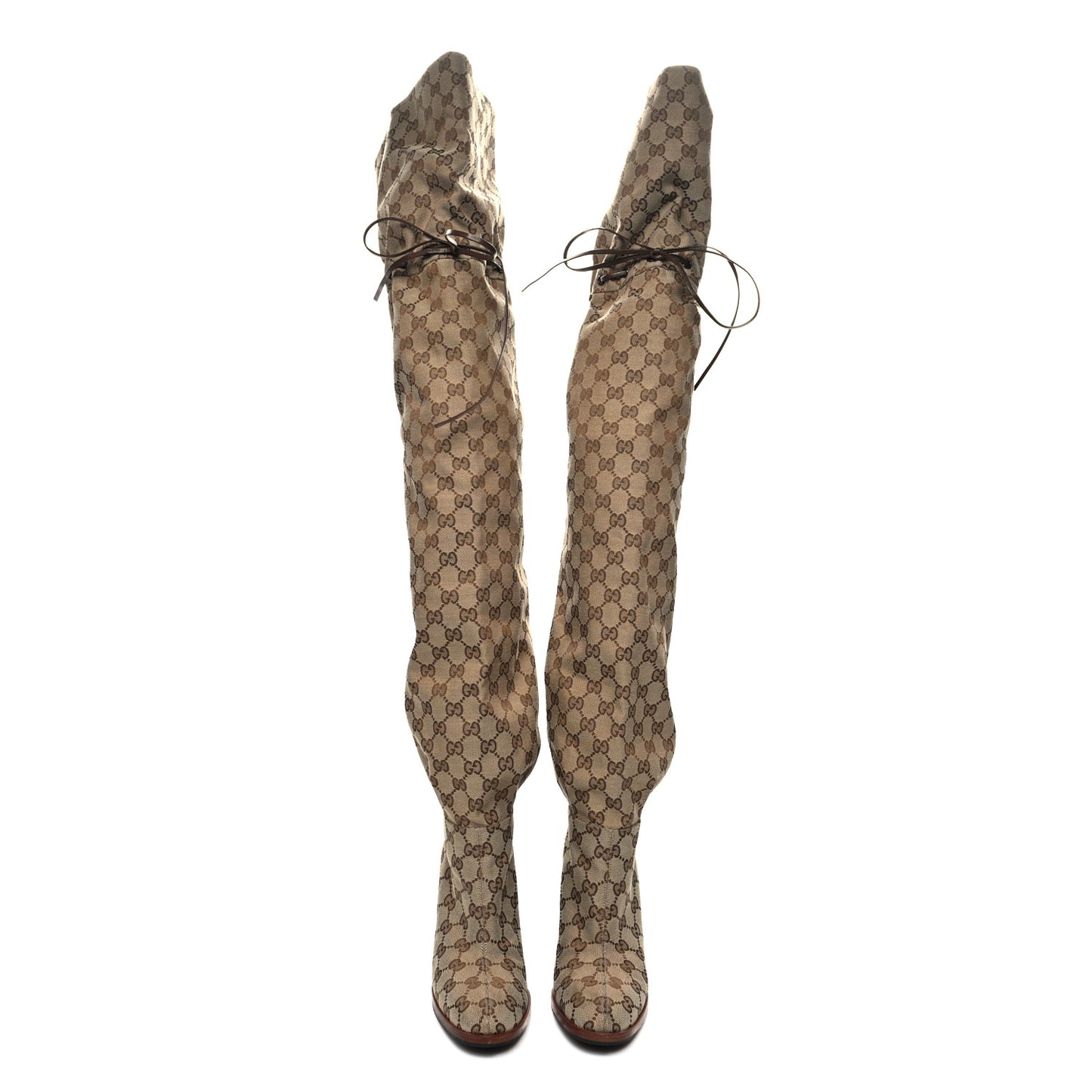 Monogram Over the Knee Boots 37.5 Beige Ebony