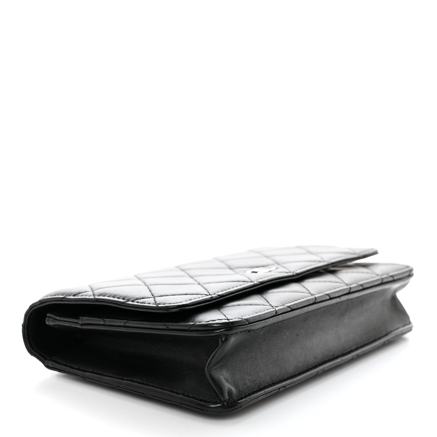 Lambskin Quilted Wallet On Chain WOC Black