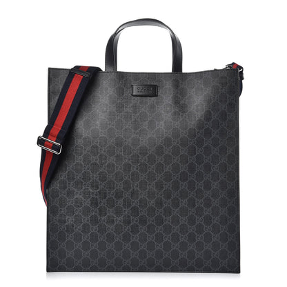 Gucci Soft GG Supreme Monogram Appia Calfskin Web Vertical Tote Black 1 of 8