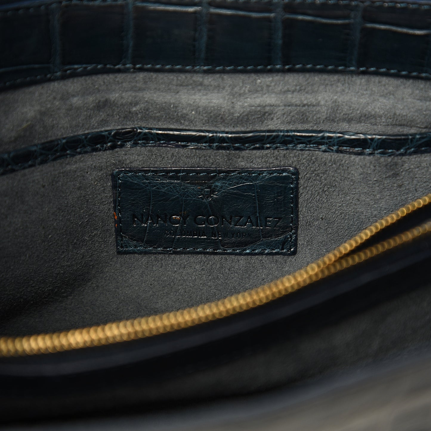 Crocodile Gotham Flap Clutch Dark Blue