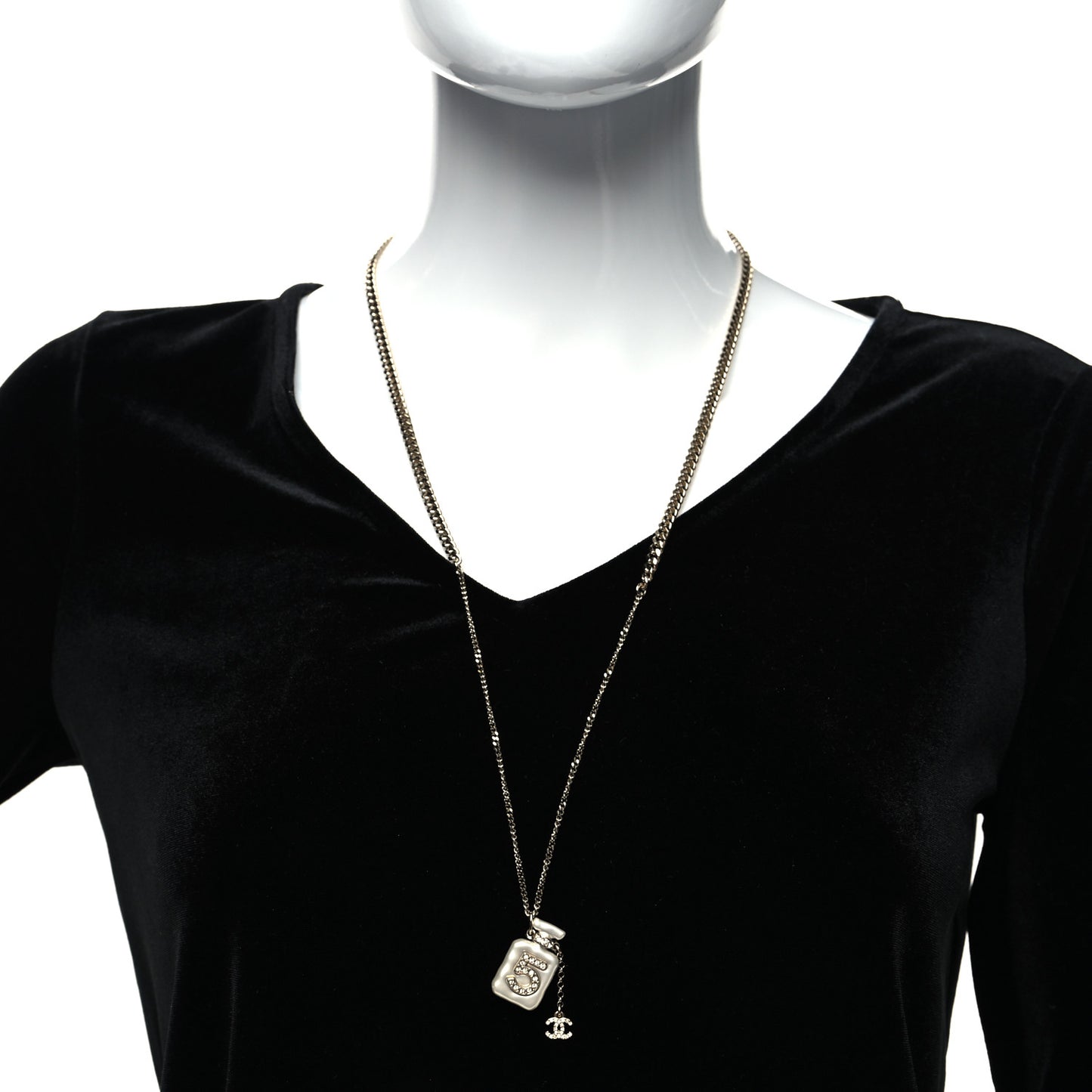 Resin Crystal CC No 5 Perfume Bottle Necklace