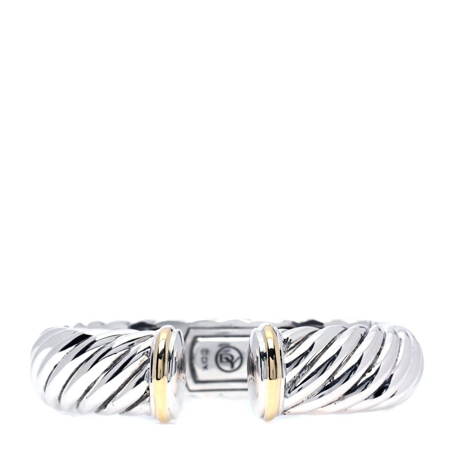 David Yurman Sterling Silver 18K Yellow Gold 15mm Sculpted Cable Cuff Bracelet 1 of 5