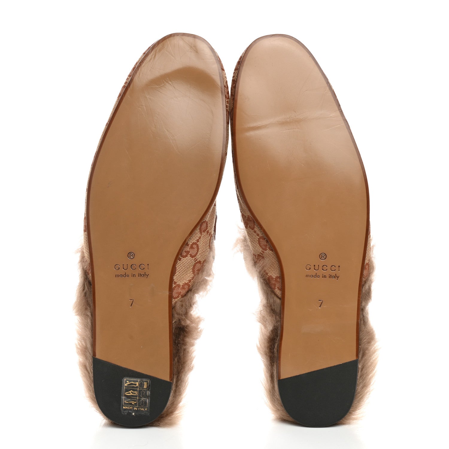 Gucci GG Monogram Fur Mens Princetown Slippers 7 Beige Ruggine Rust 5 of 10