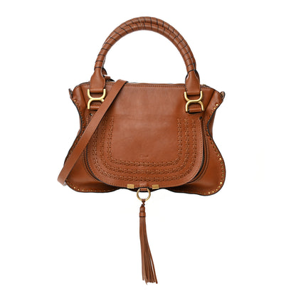 Chloe Calfskin Studded Medium Marcie Satchel Caramel 1 of 17
