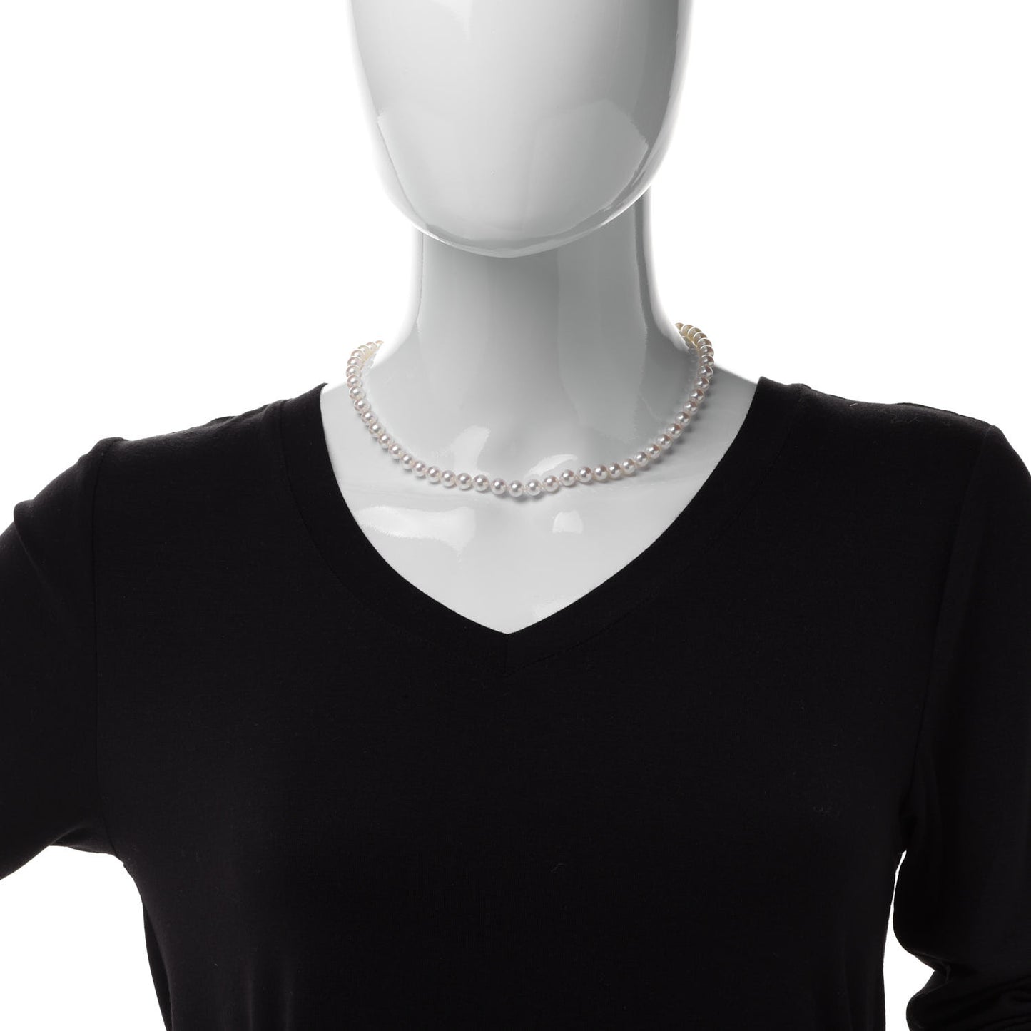 18K White Gold Akoya Pearl 6-6.5mm Strand Necklace 16"