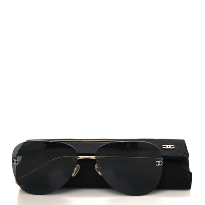 Chanel Titanium CC Pilot Aviator Sunglasses 4285-T Black Gold 7 of 7
