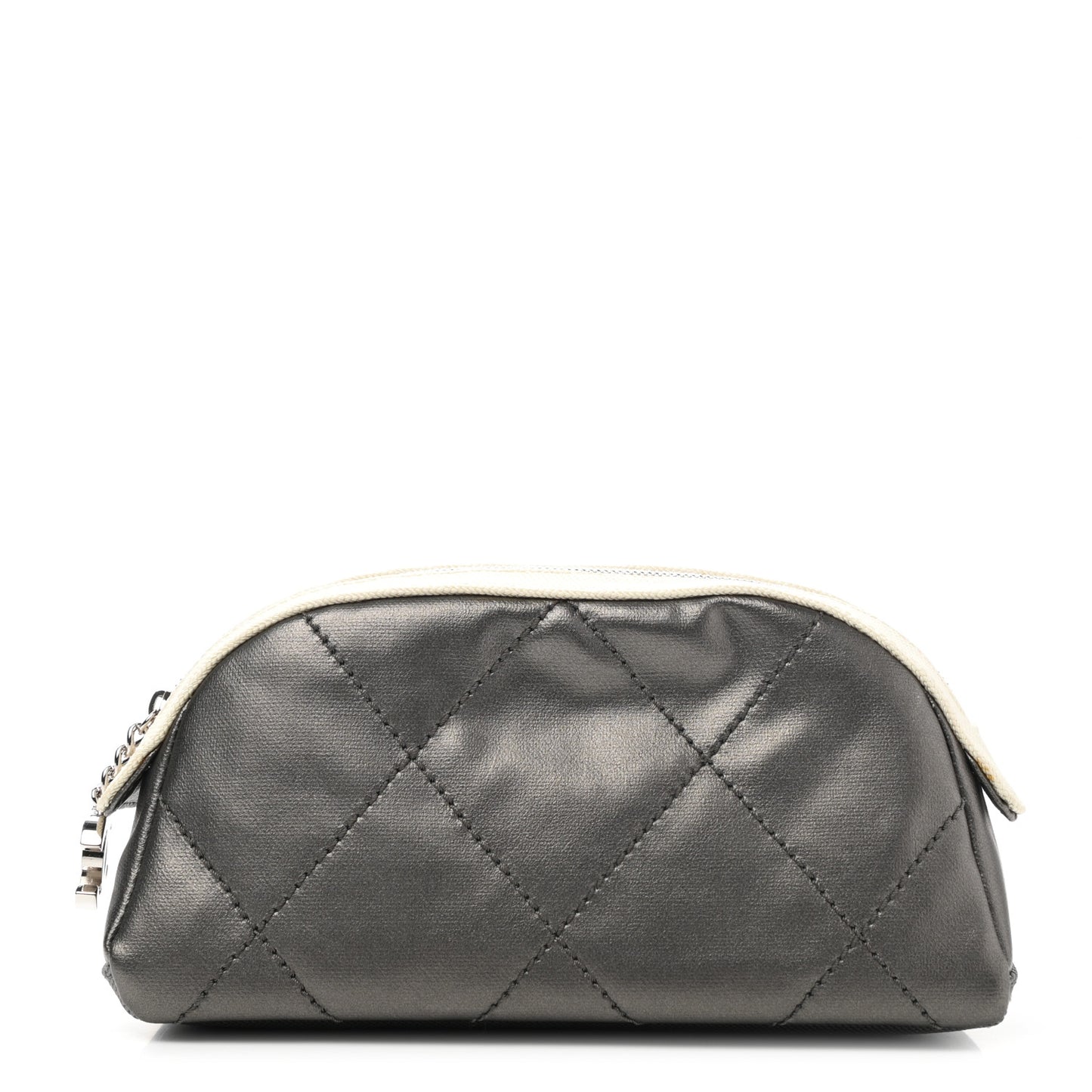 Coated Canvas Paris Biarritz Makeup Pouch Silver