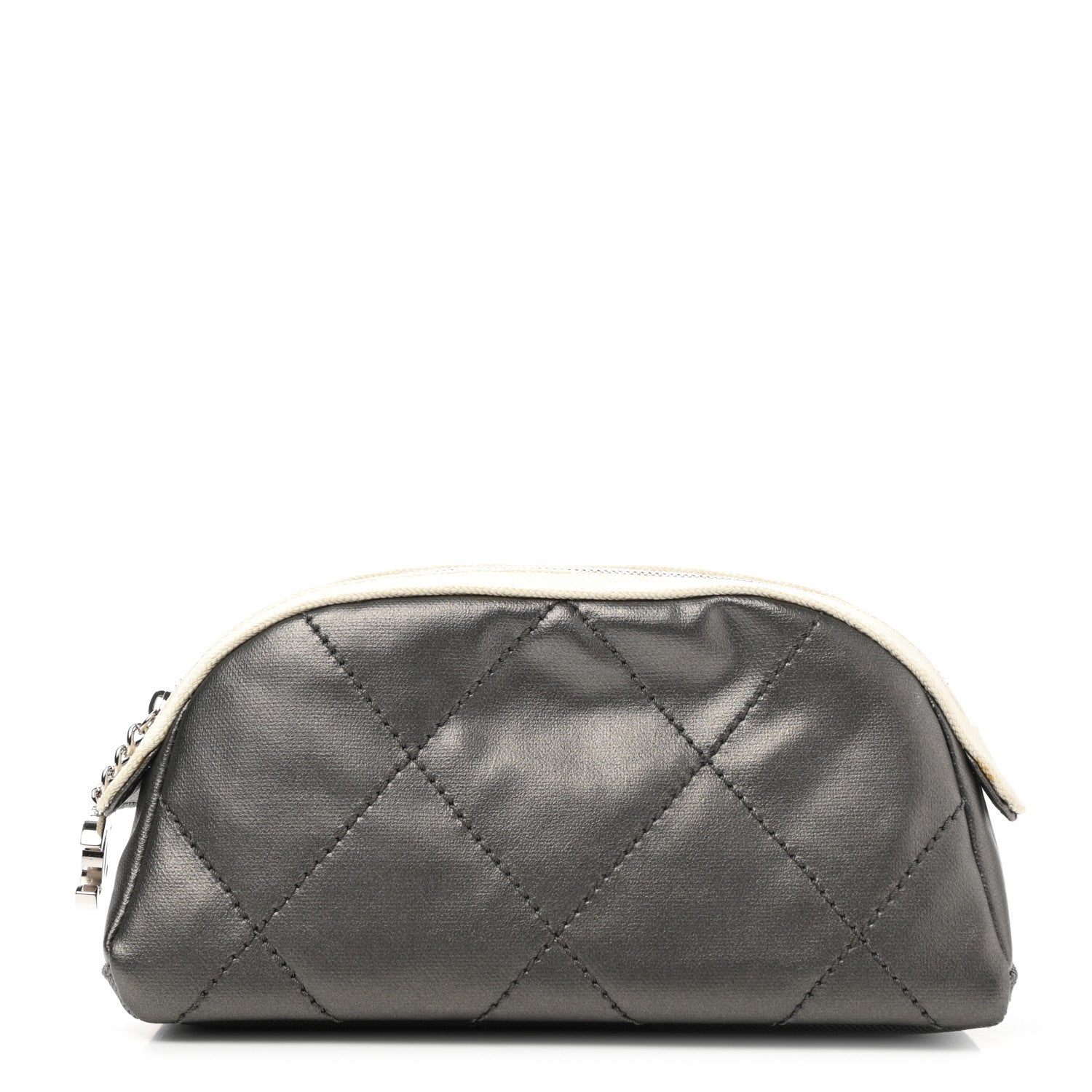 Chanel Coated Canvas Paris Biarritz Makeup Pouch Silver 1 of 11